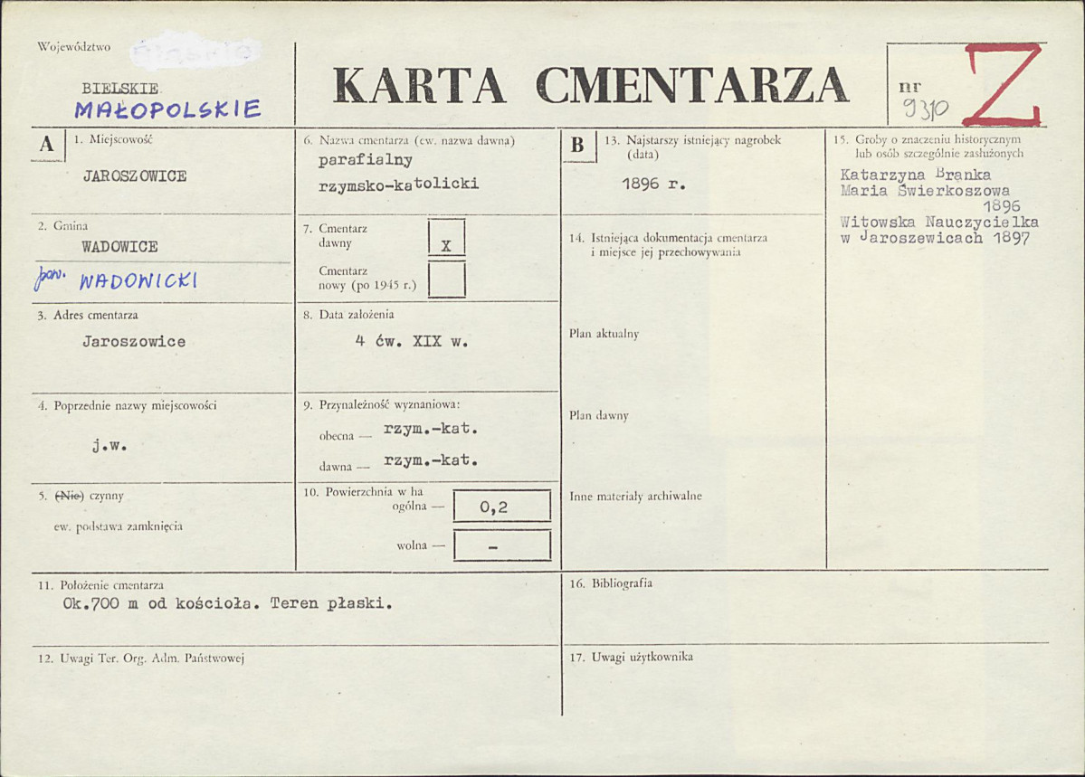 Karta cmentarza, skan nr 1