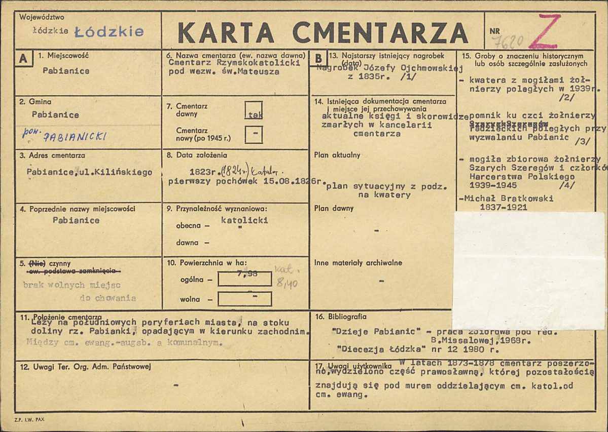 Karta cmentarza, skan nr 1