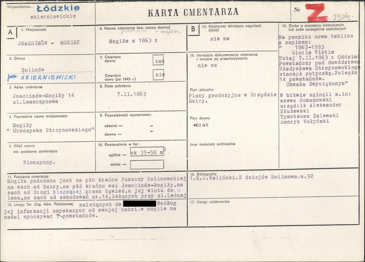 KC - Karta cmentarza, skan nr 1