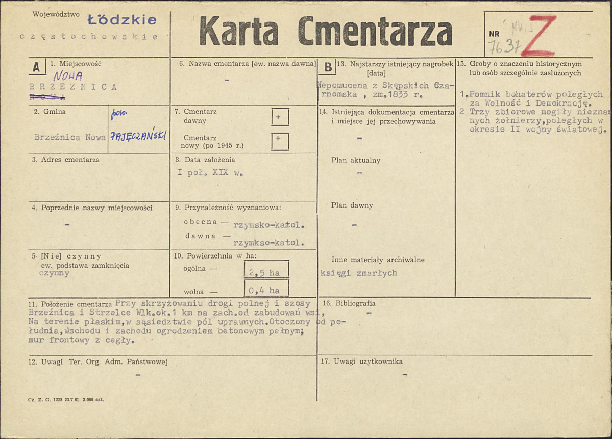 Karta cmentarza, skan nr 1