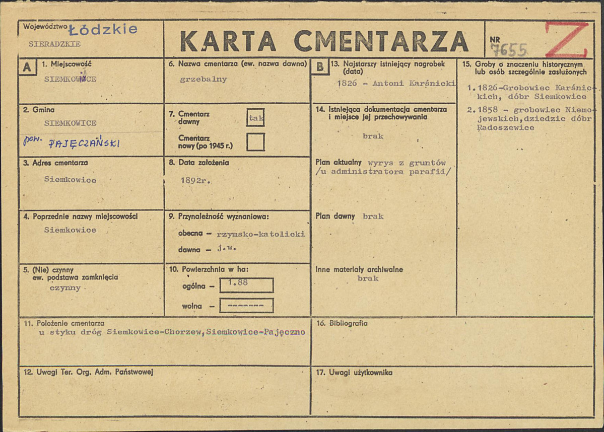 Karta cmentarza, skan nr 1