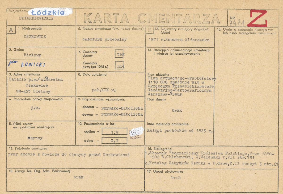 Karta cmentarza, skan nr 1