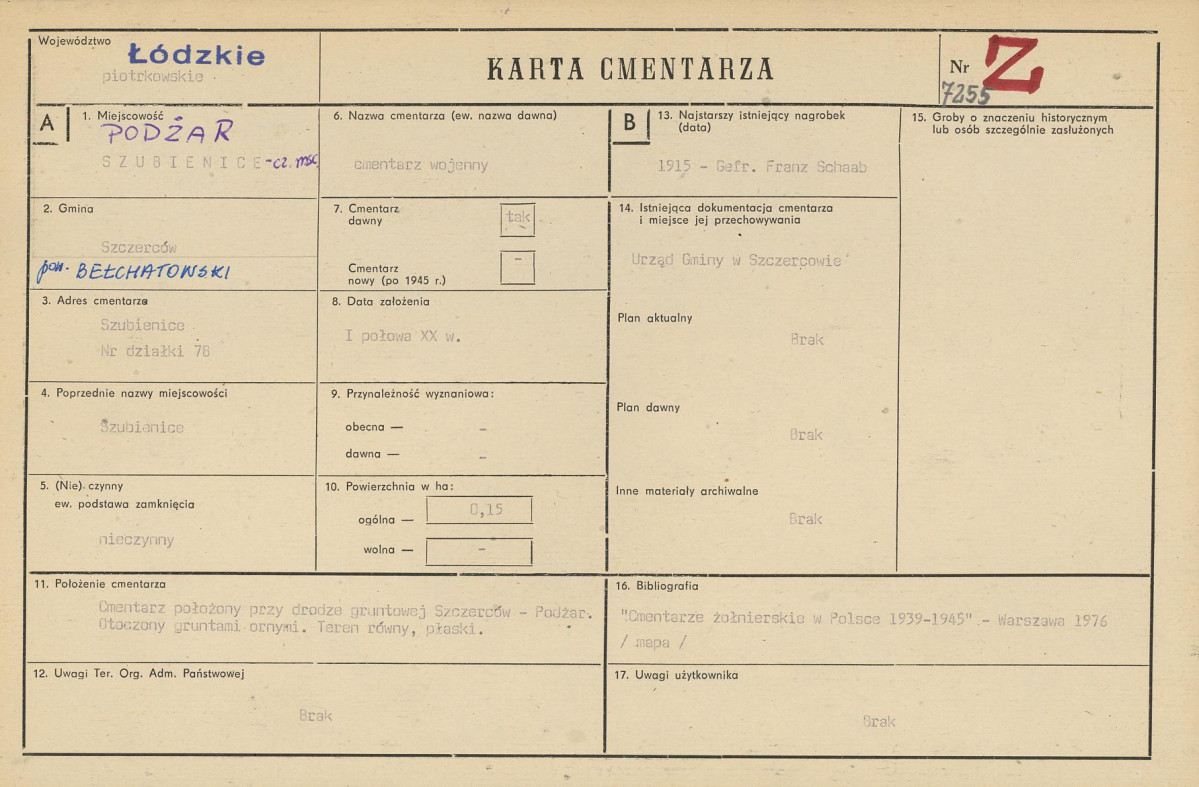 KC - Karta cmentarza, skan nr 1