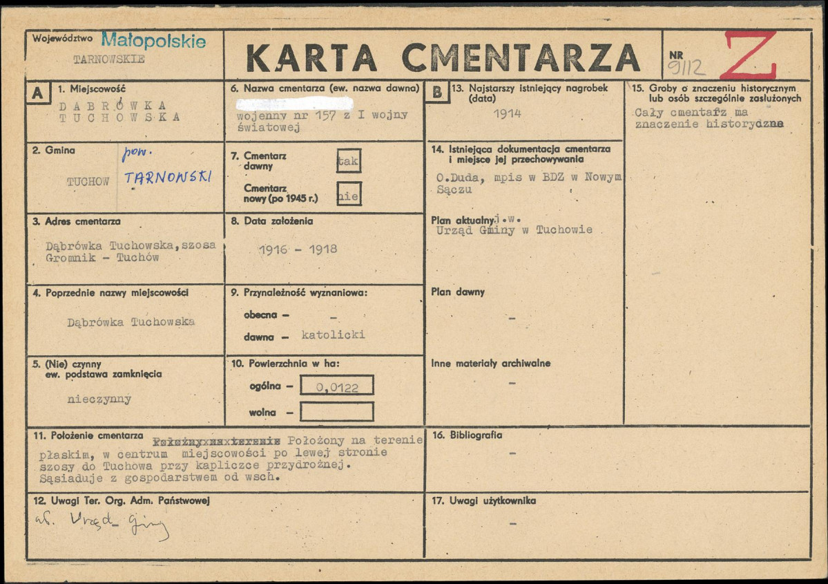 Karta cmentarza, skan nr 1