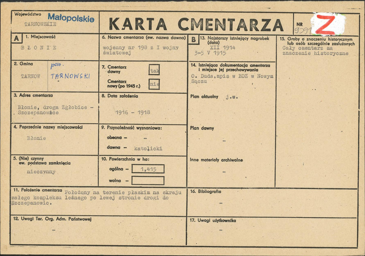Karta cmentarza, skan nr 1