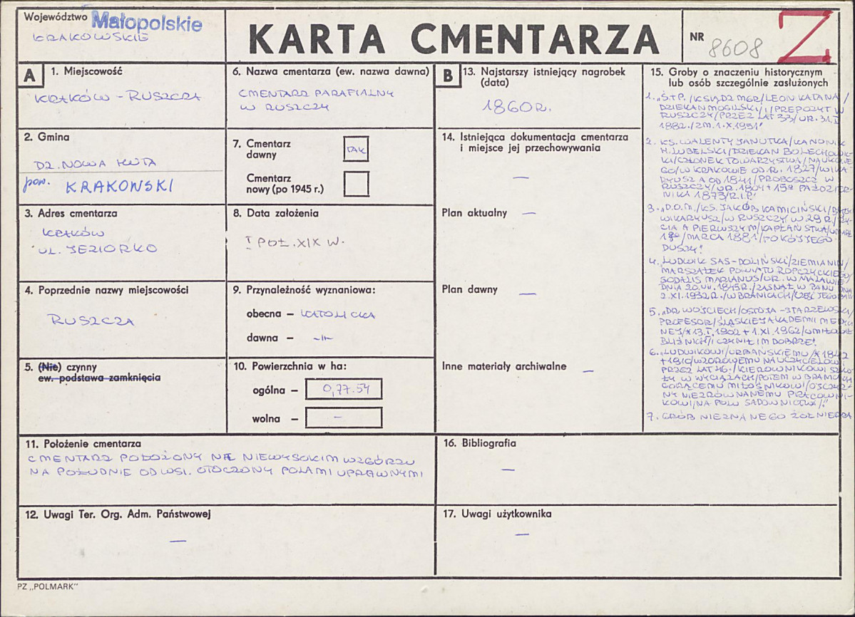 Karta cmentarza, skan nr 1
