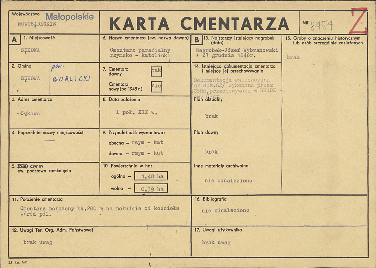 Karta cmentarza, skan nr 1