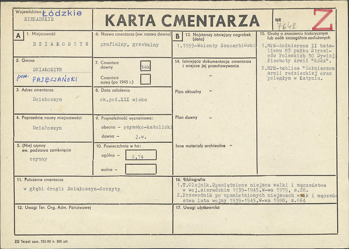 Karta cmentarza, skan nr 1
