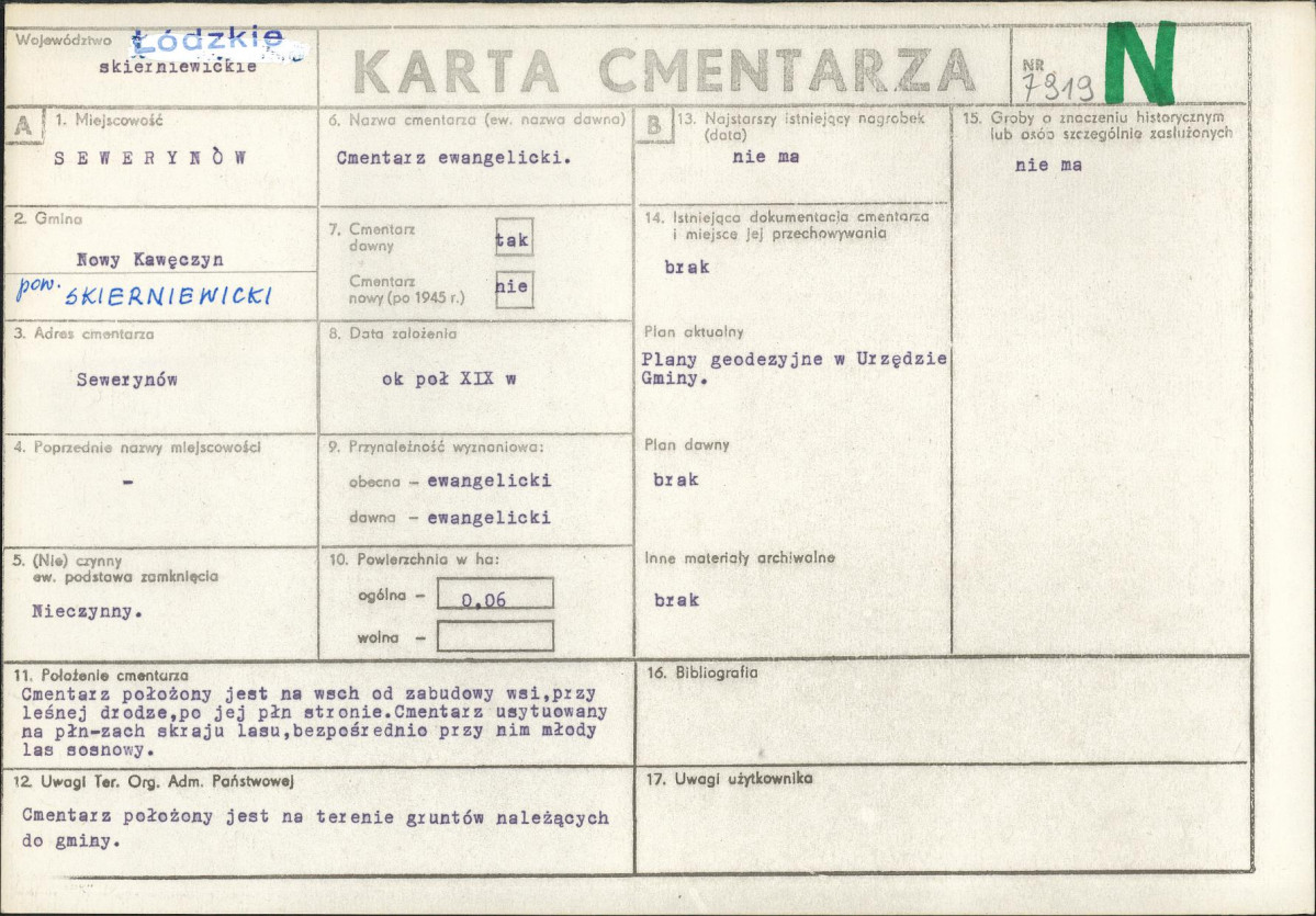 Karta cmentarza, skan nr 1
