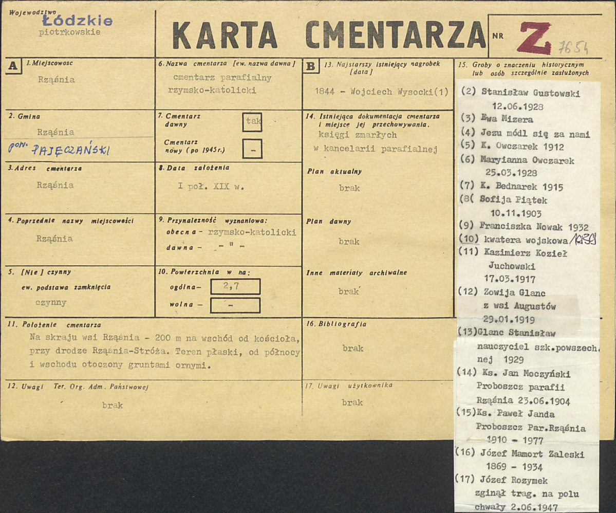 Karta cmentarza, skan nr 1