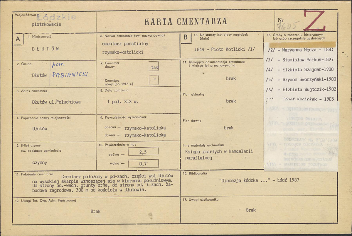 Karta cmentarza, skan nr 1