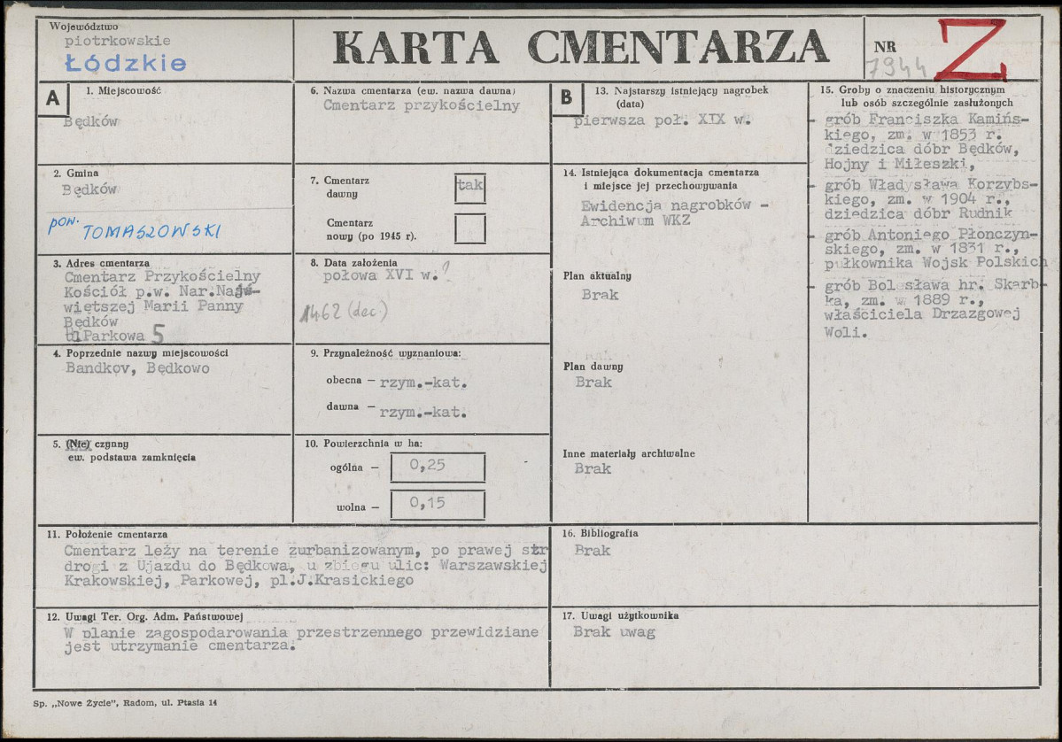 Karta cmentarza, skan nr 1