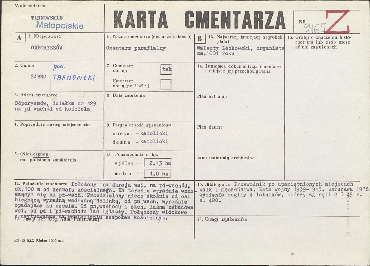 Karta cmentarza, skan nr 1