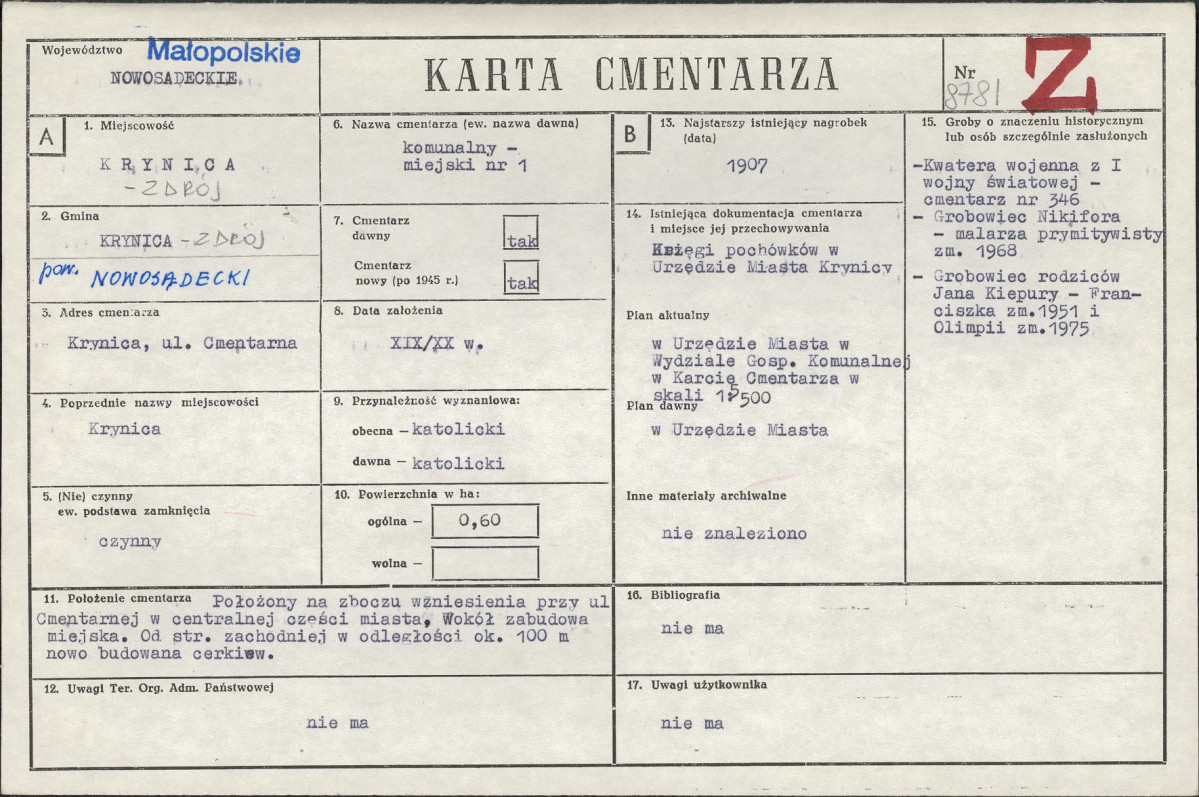 Karta cmentarza, skan nr 1