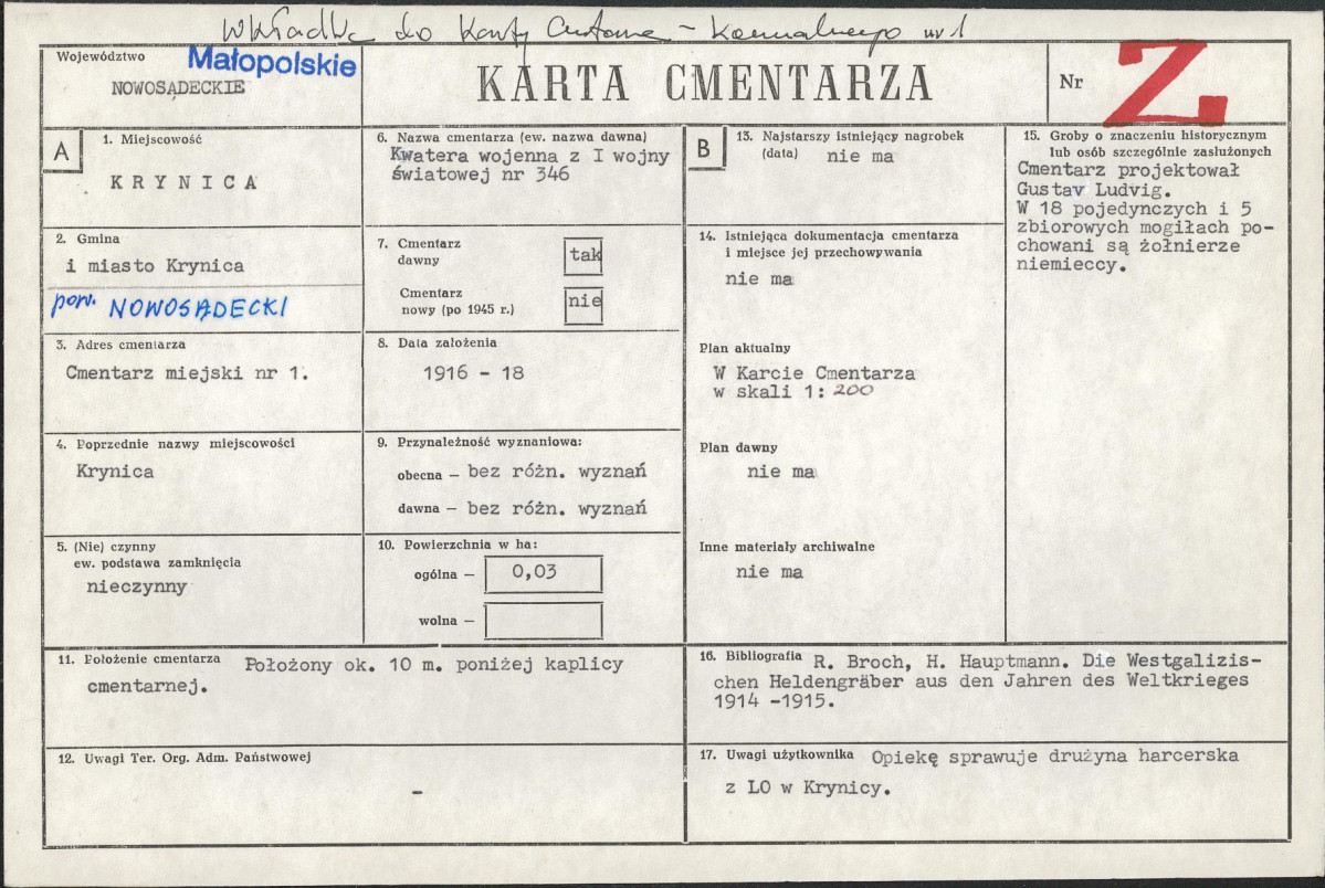 Karta cmentarza, skan nr 16