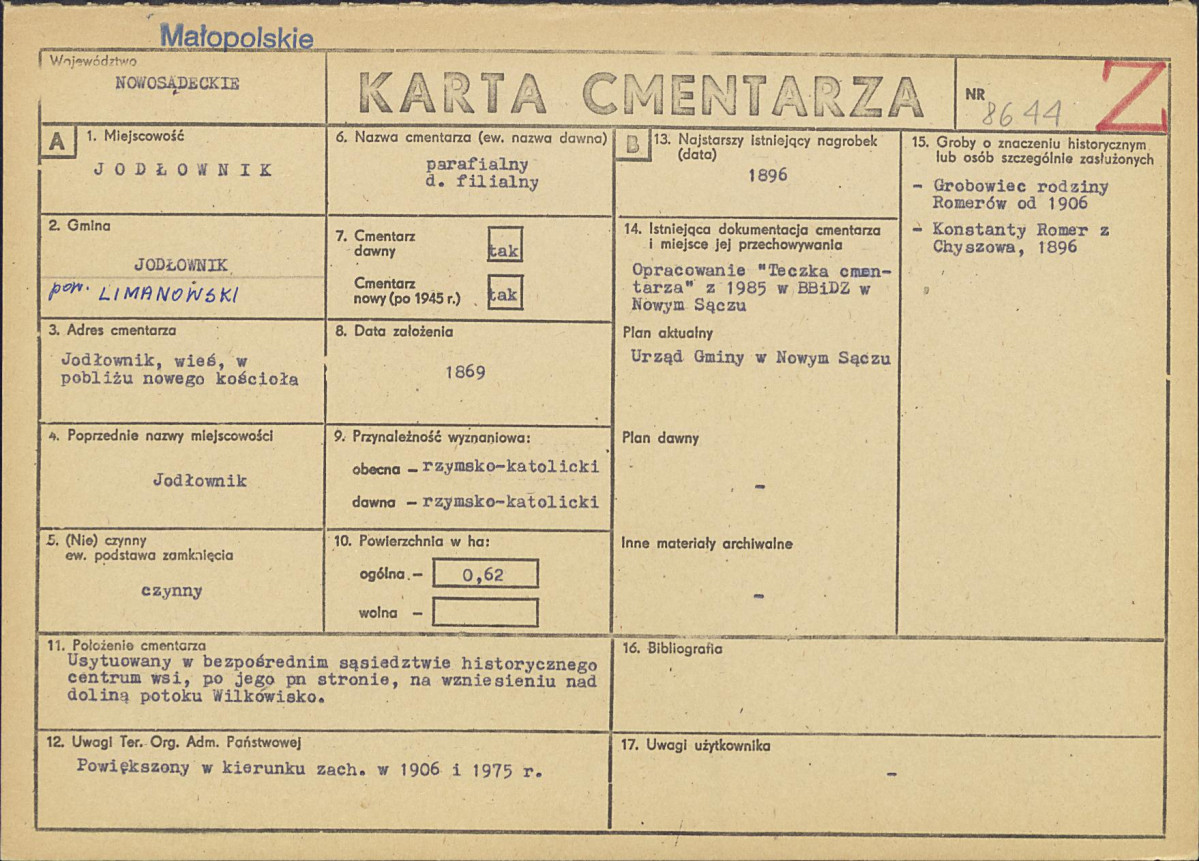 Karta cmentarza, skan nr 1