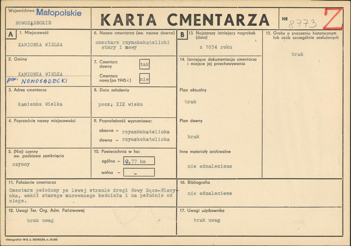 Karta cmentarza, skan nr 1