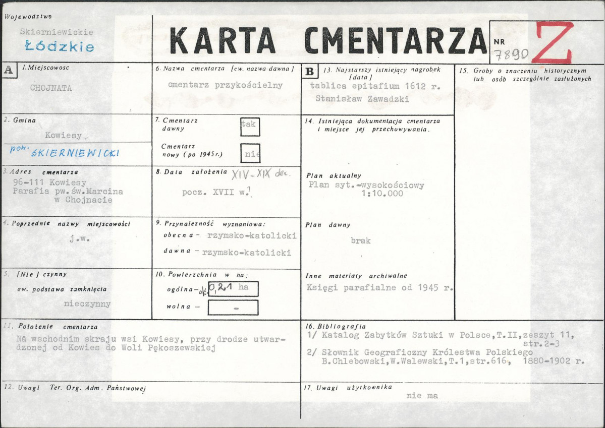 Karta cmentarza, skan nr 1