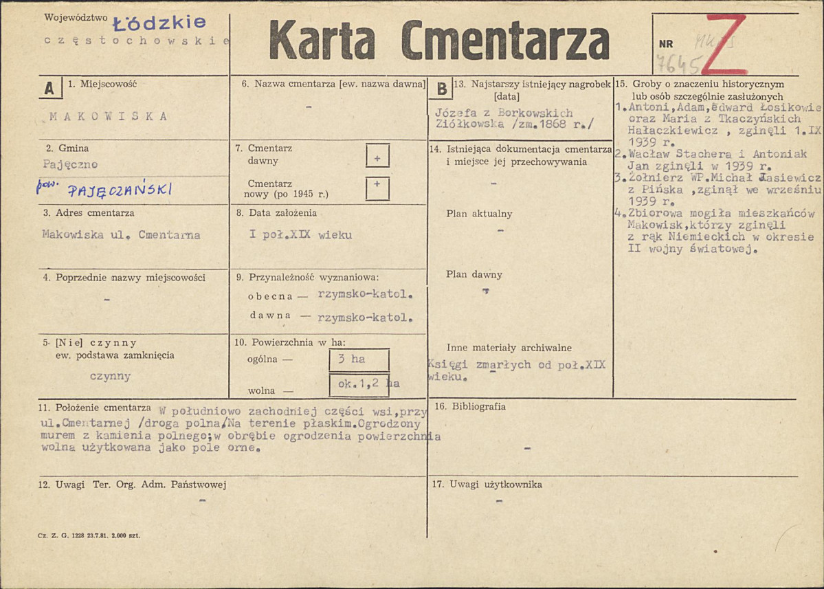 Karta cmentarza, skan nr 1