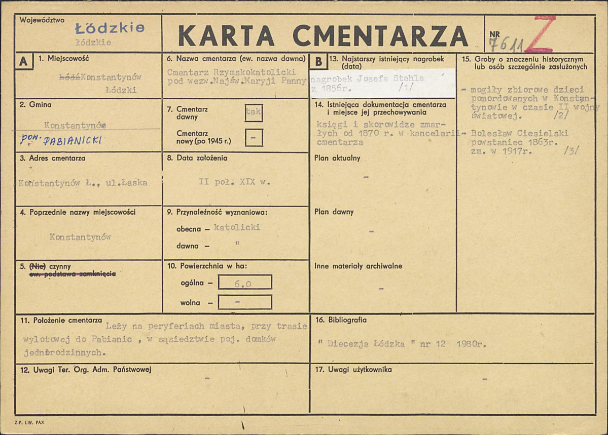 Karta cmentarza, skan nr 1