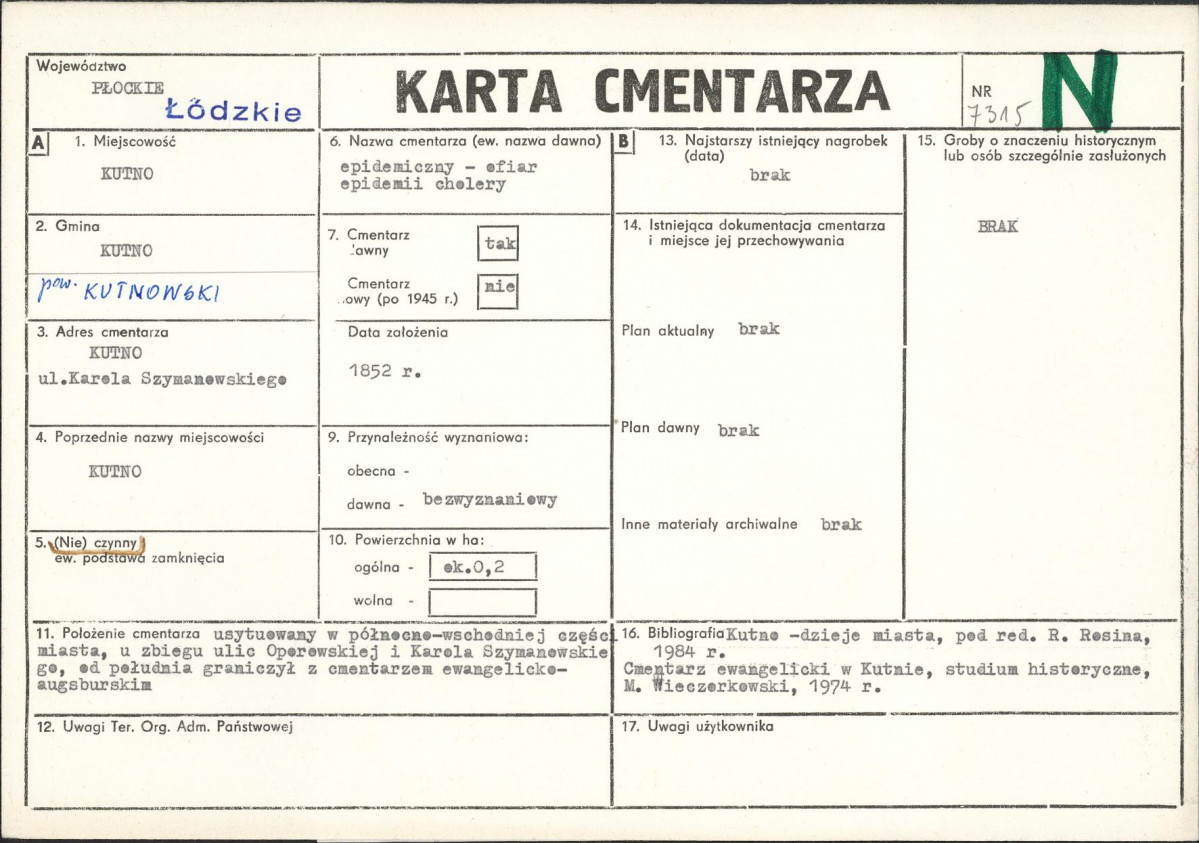 Karta cmentarza, skan nr 1