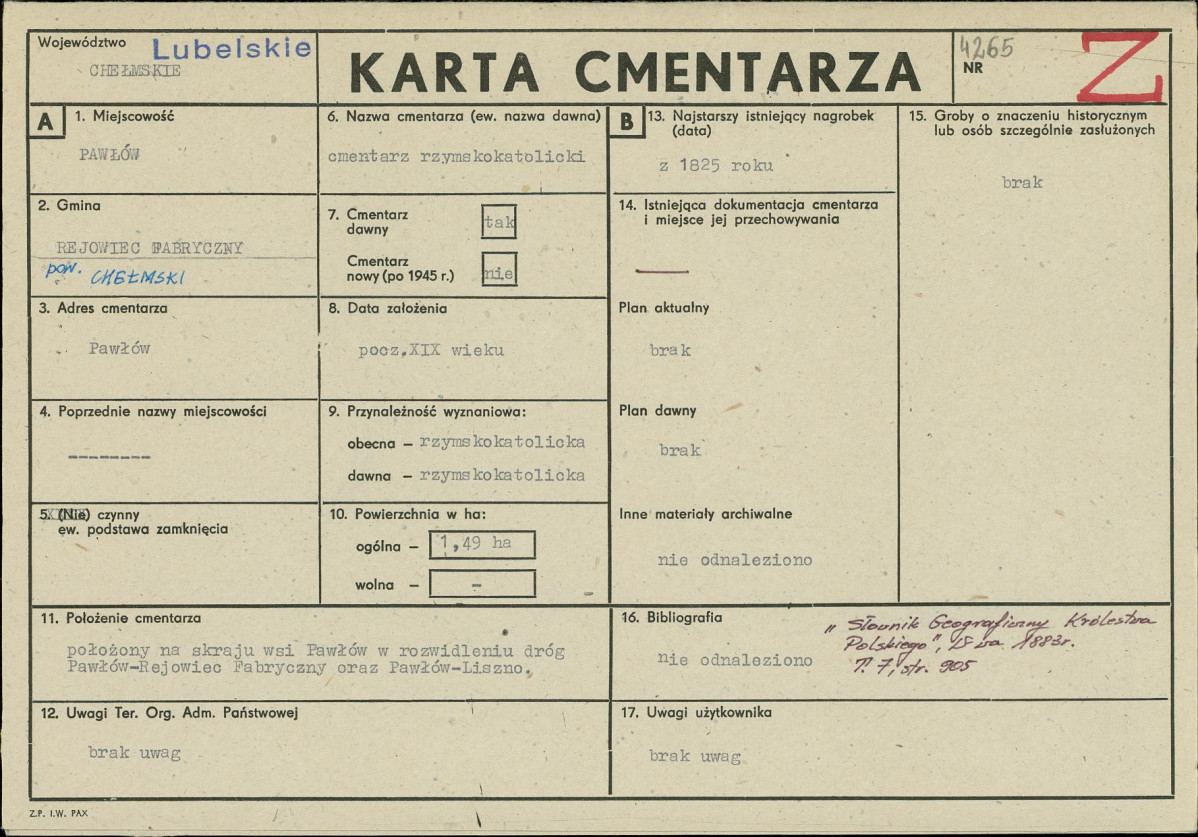 Karta cmentarza, skan nr 1