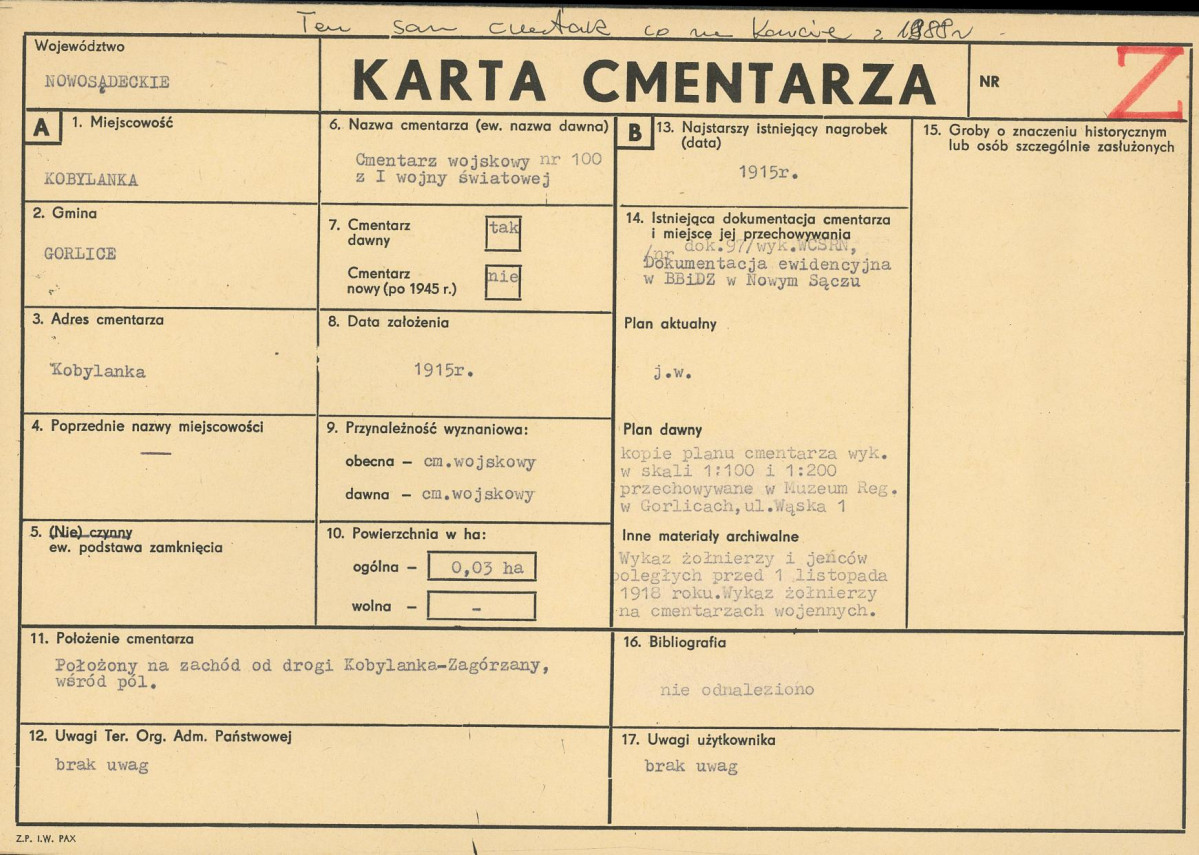 Karta cmentarza, skan nr 1