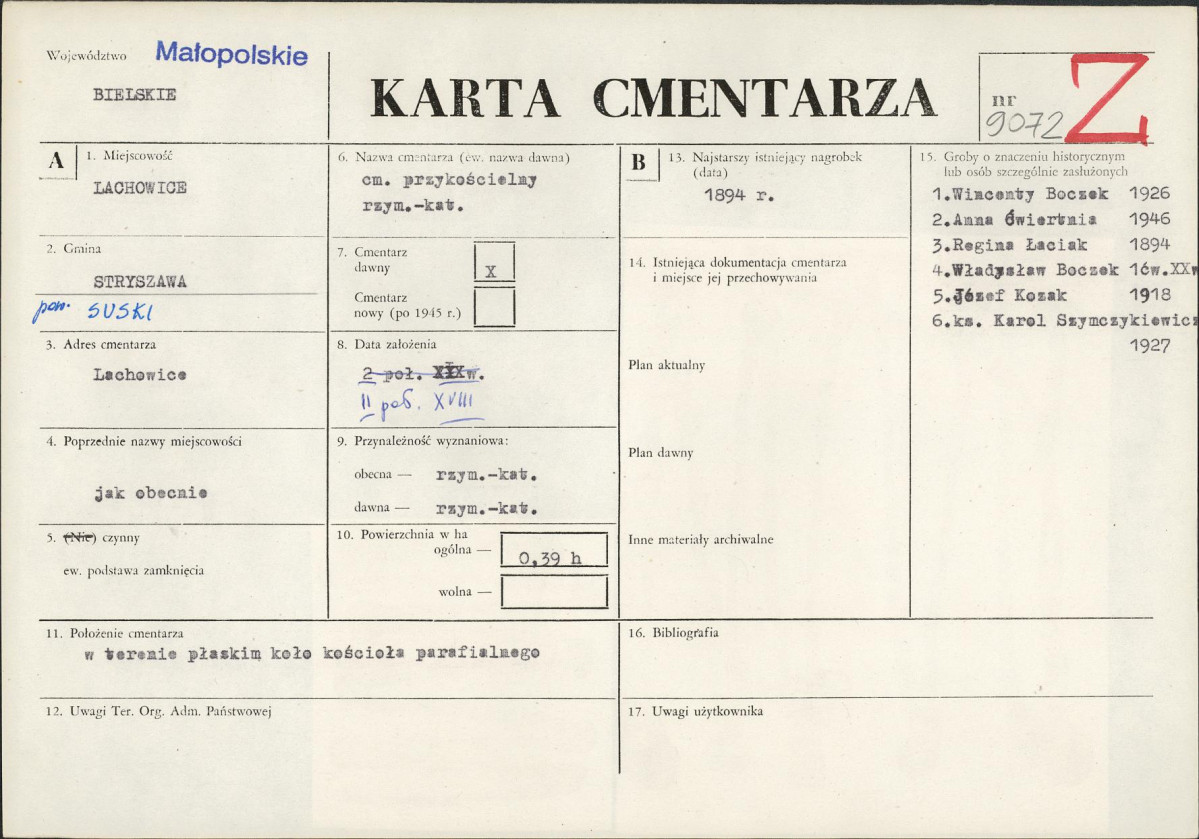 Karta cmentarza, skan nr 1