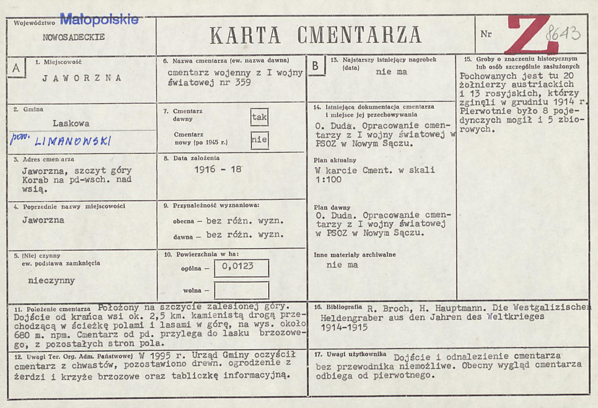 Karta cmentarza, skan nr 1