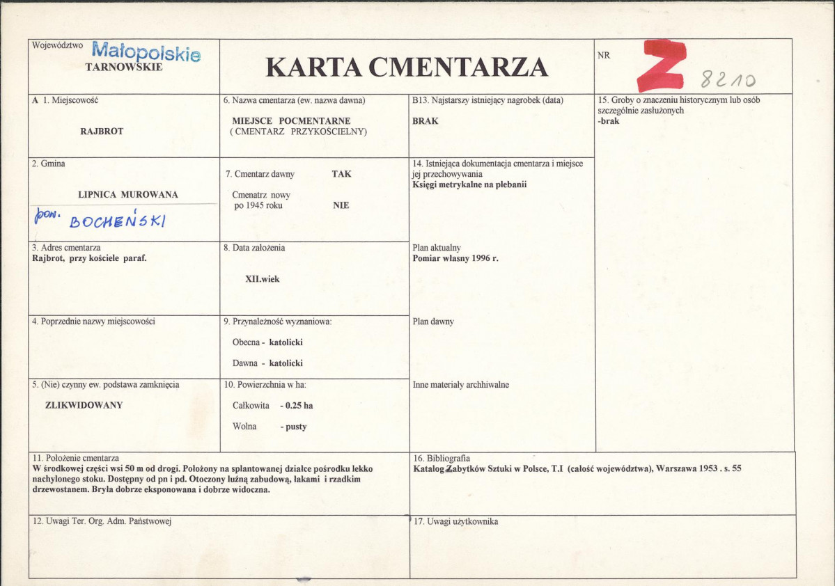 Karta cmentarza, skan nr 1