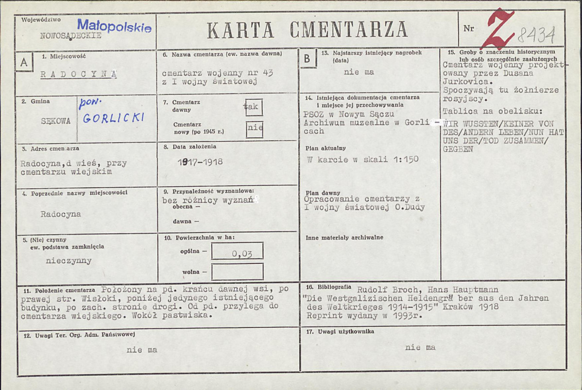 Karta cmentarza, skan nr 1