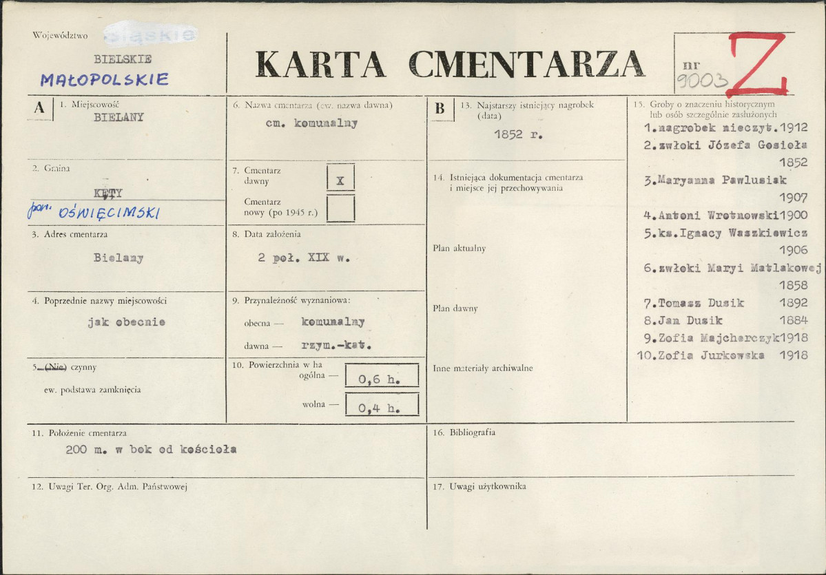 Karta cmentarza, skan nr 1