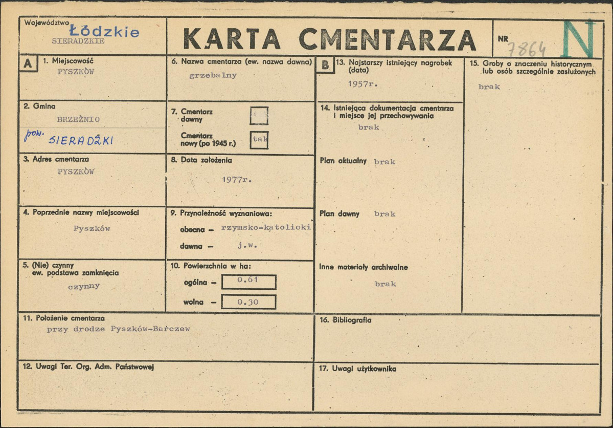 KC - Karta cmentarza, skan nr 1