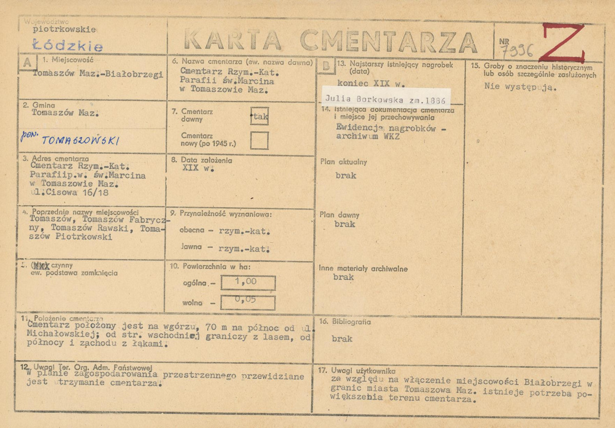 Karta cmentarza, skan nr 1