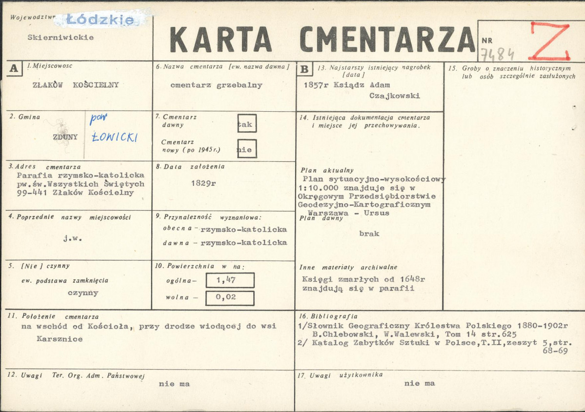 Karta cmentarza, skan nr 1