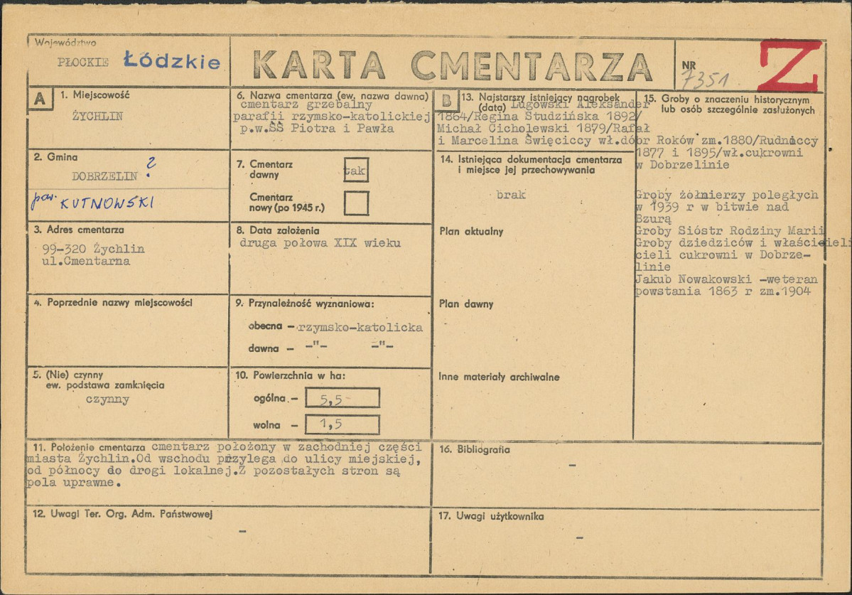Karta cmentarza, skan nr 1