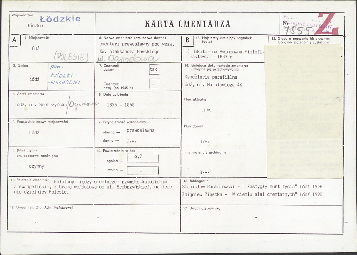 Karta cmentarza, skan nr 1