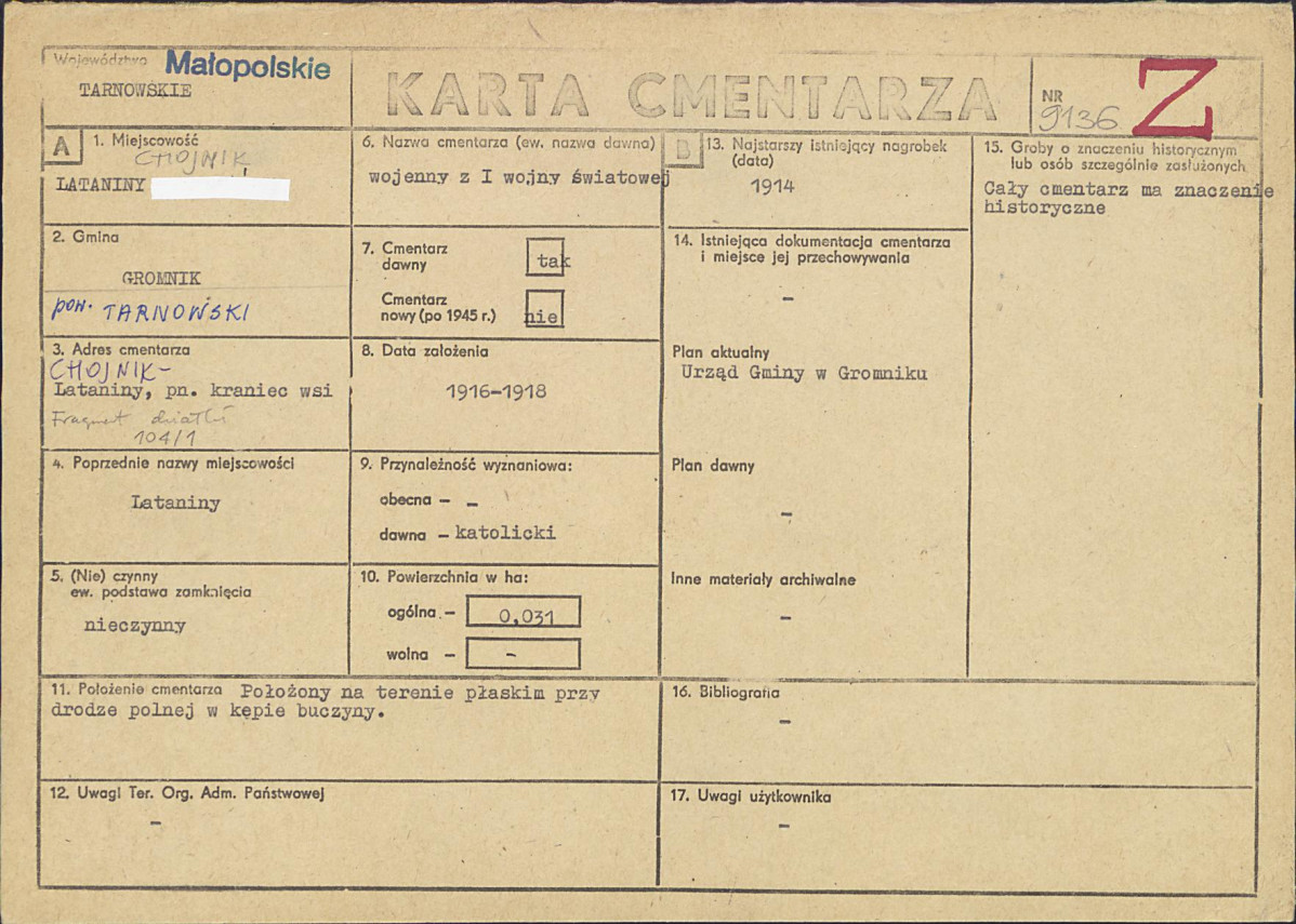 Karta cmentarza, skan nr 1