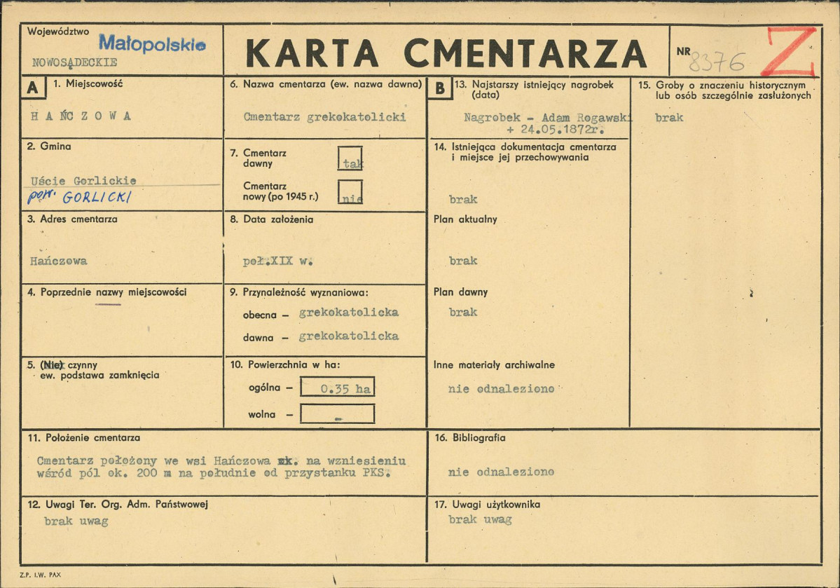 Karta cmentarza, skan nr 1