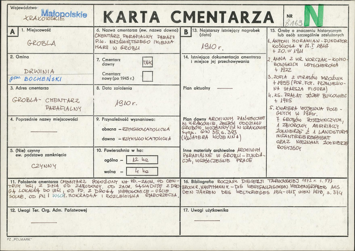 Karta cmentarza, skan nr 1