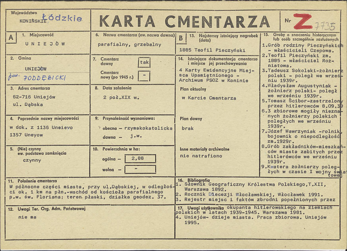 Karta cmentarza, skan nr 1