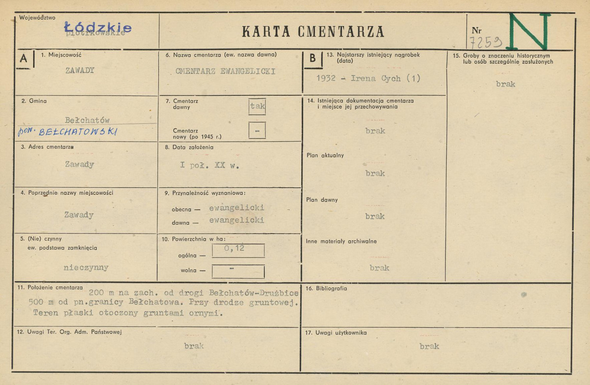 Karta cmentarza, skan nr 1