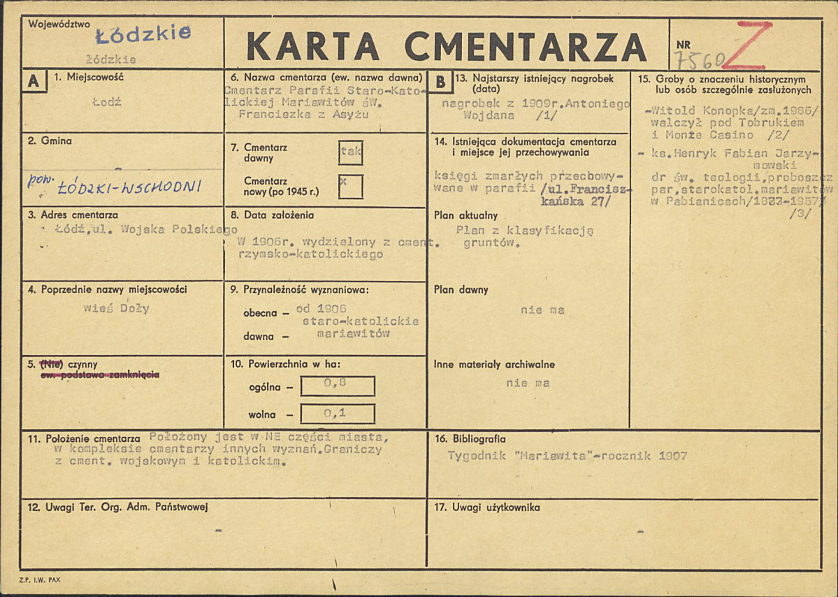 Karta cmentarza, skan nr 1