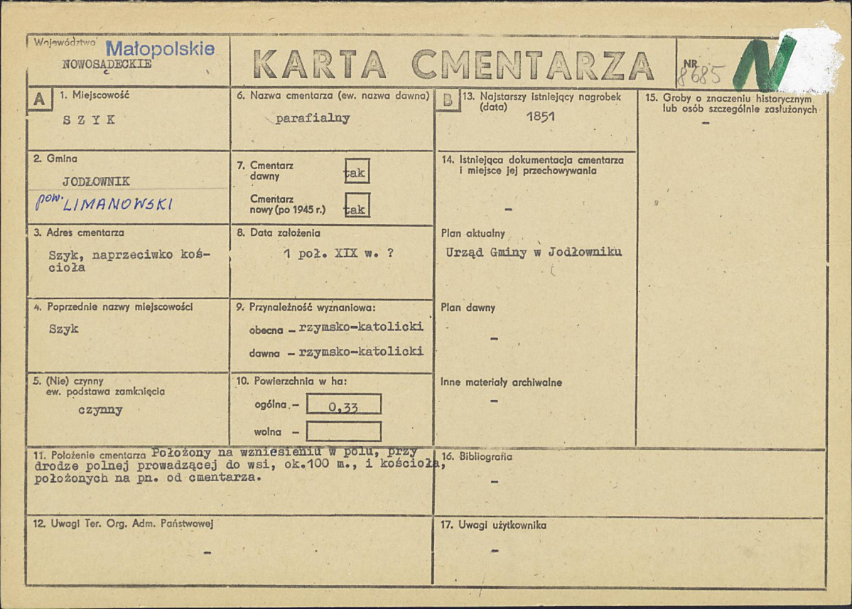 Karta cmentarza, skan nr 1