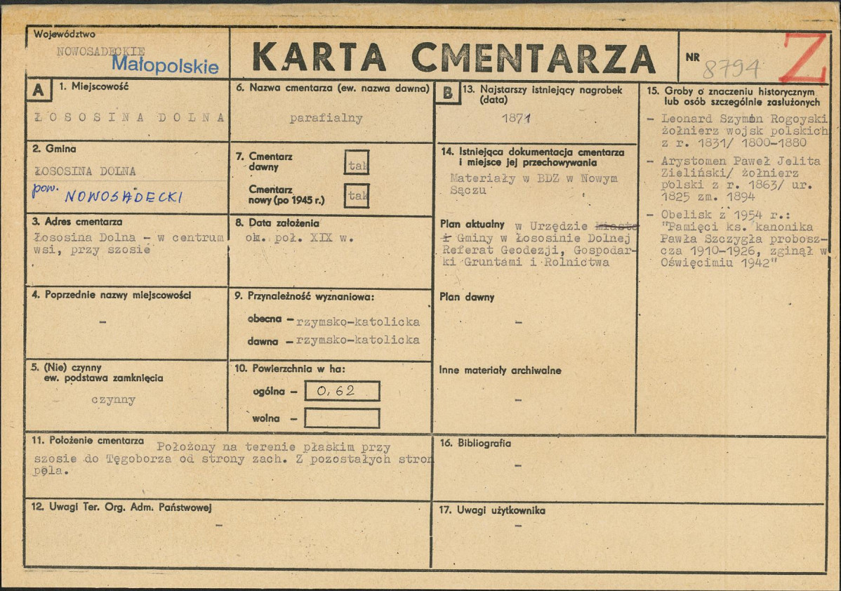 Karta cmentarza, skan nr 1