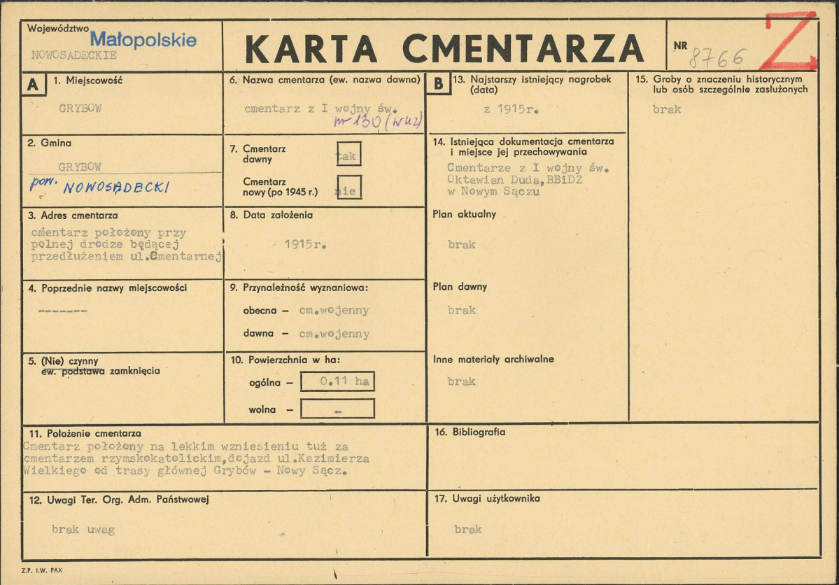 Karta cmentarza, skan nr 1