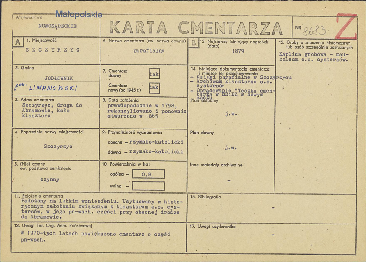 Karta cmentarza, skan nr 1