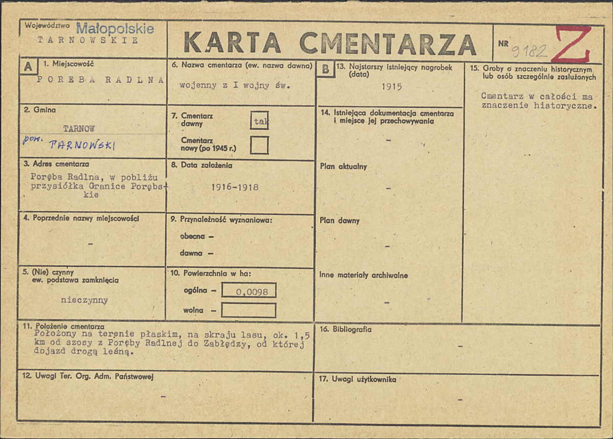 KC - Karta cmentarza, skan nr 1