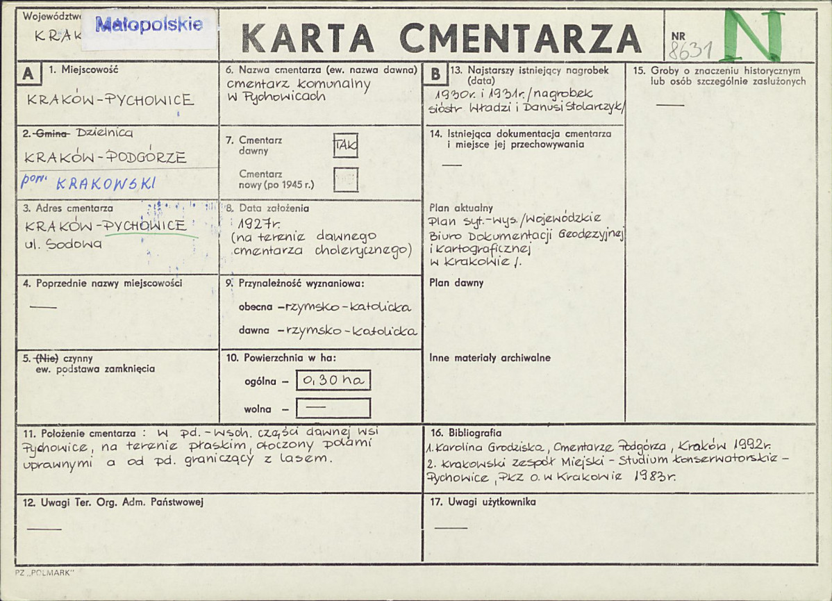 Karta cmentarza, skan nr 1
