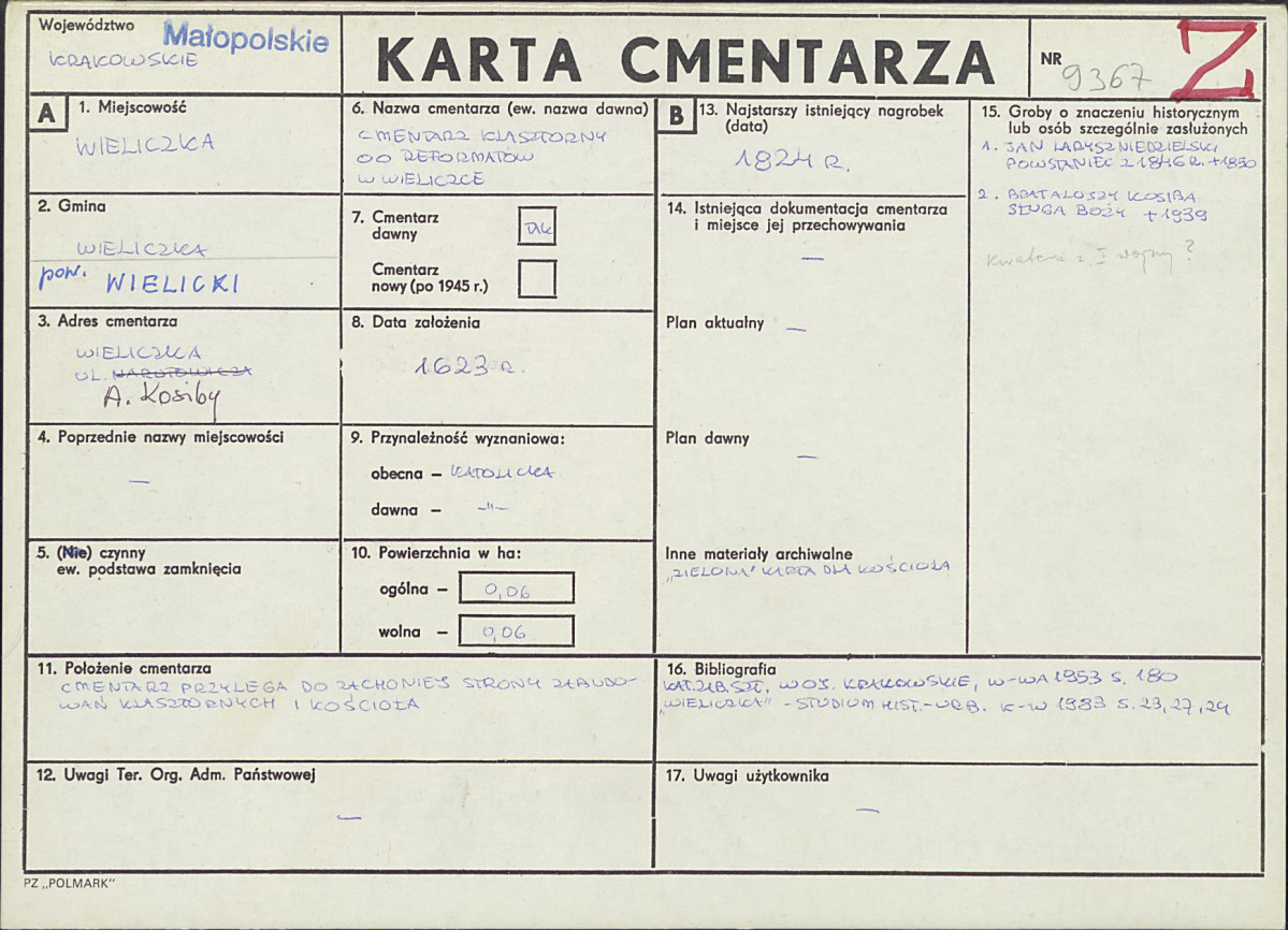 Karta cmentarza, skan nr 1